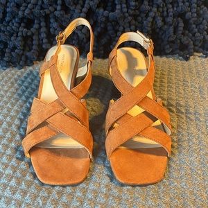 New. Never worn! Burnt orange sandal. 3” heel. Wood block heel.